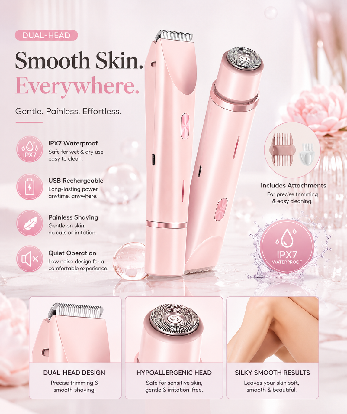 SilkGlide? 2-In-1 Electric Shaver | Smooth & Painless Hair