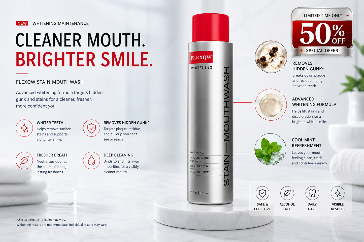 Stain Removing Mint Mouthwash – Deep Clean & Long-Lasting Fresh Breath