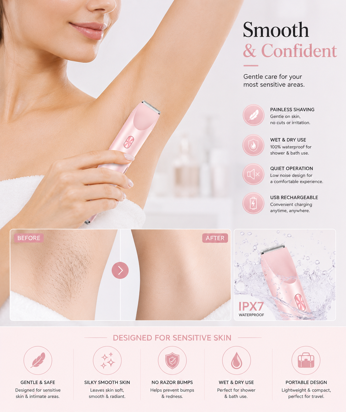 SilkGlide? 2-In-1 Electric Shaver | Smooth & Painless Hair