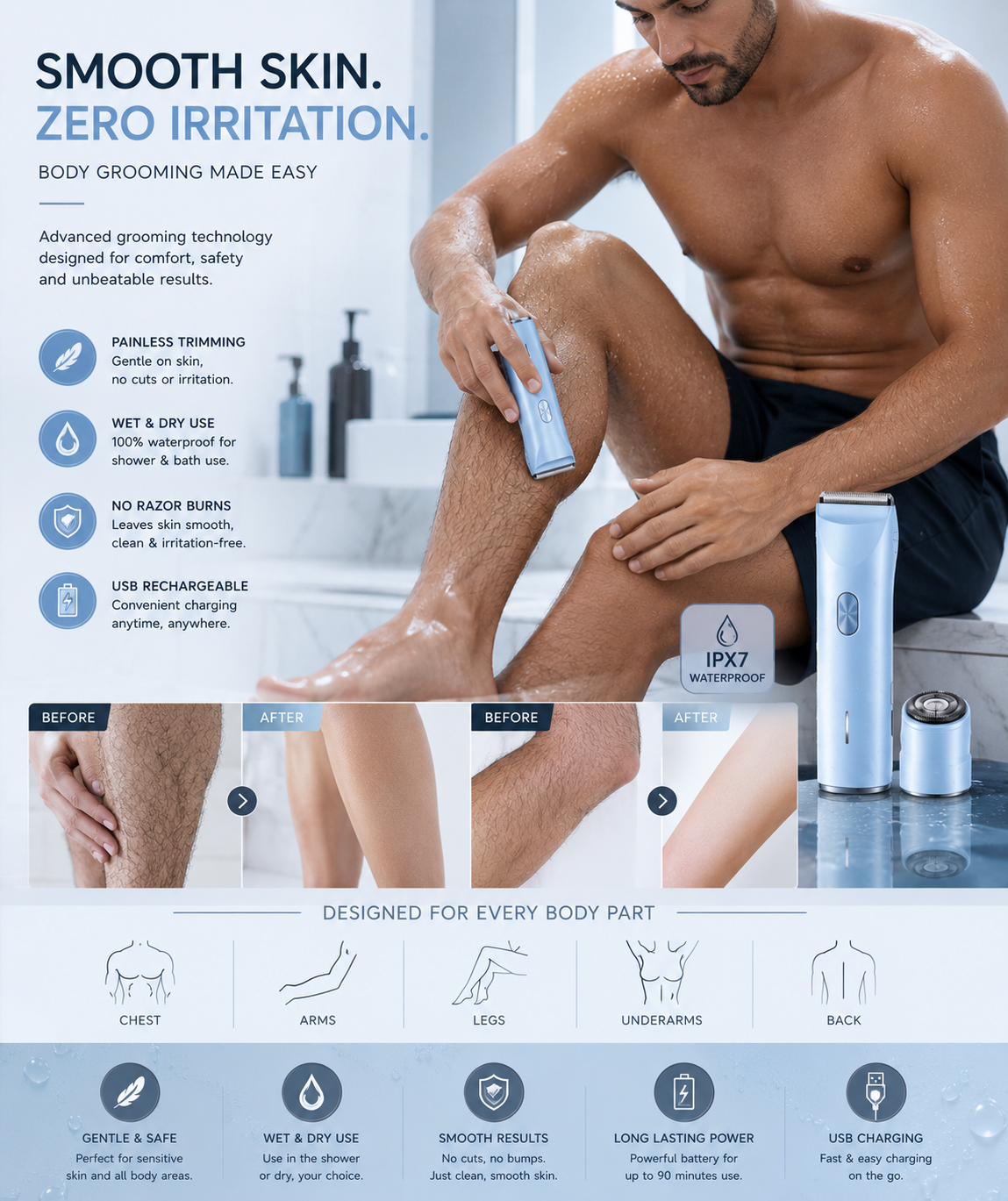 SilkGlide? 2-In-1 Electric Shaver | Smooth & Painless Hair
