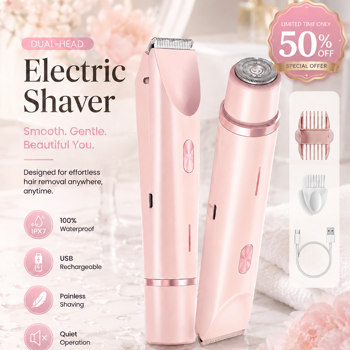 SilkGlide? 2-In-1 Electric Shaver | Smooth & Painless Hair