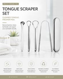 Stainless Steel Tongue Scraper – Fresh Breath & Cleaner Tongue Care